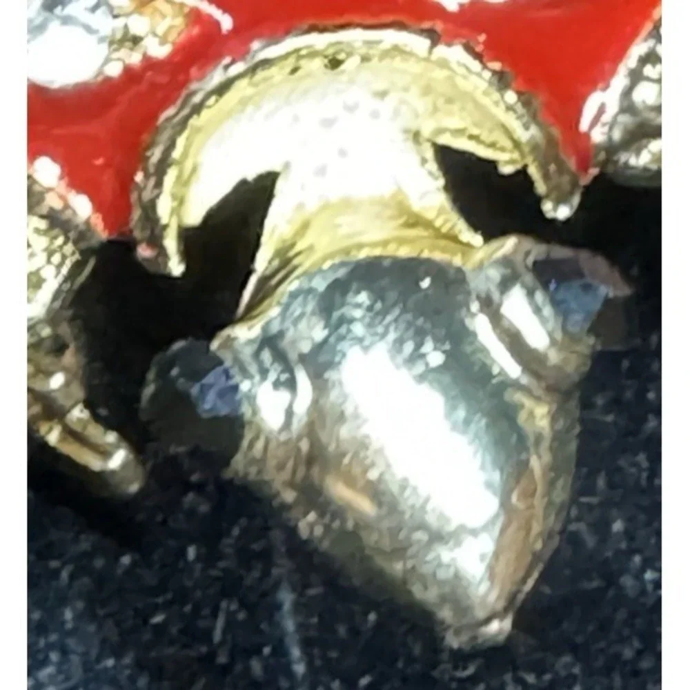 Vintage Turtle Brooch Red Enamel Rhinestone Gold Tone Figural Turtle Pin Costume